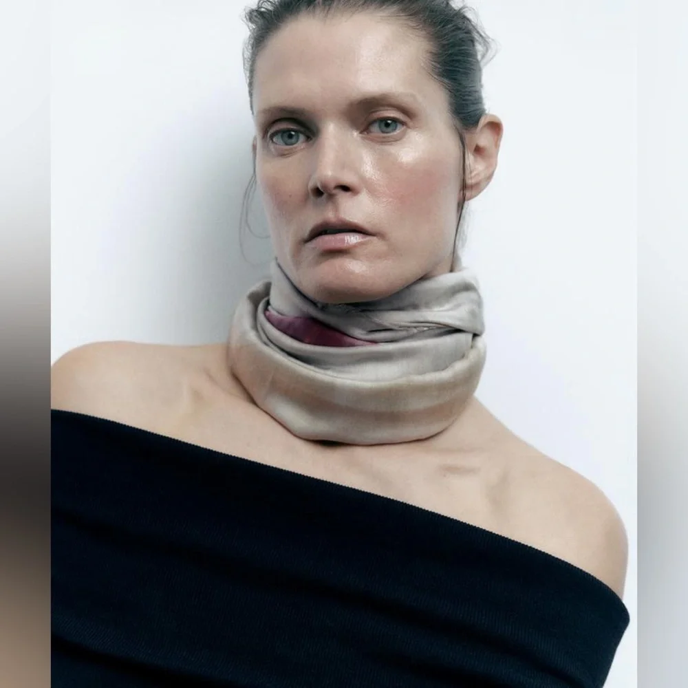 NWOT Zara Modal/Silk Blend Printed Scarf.